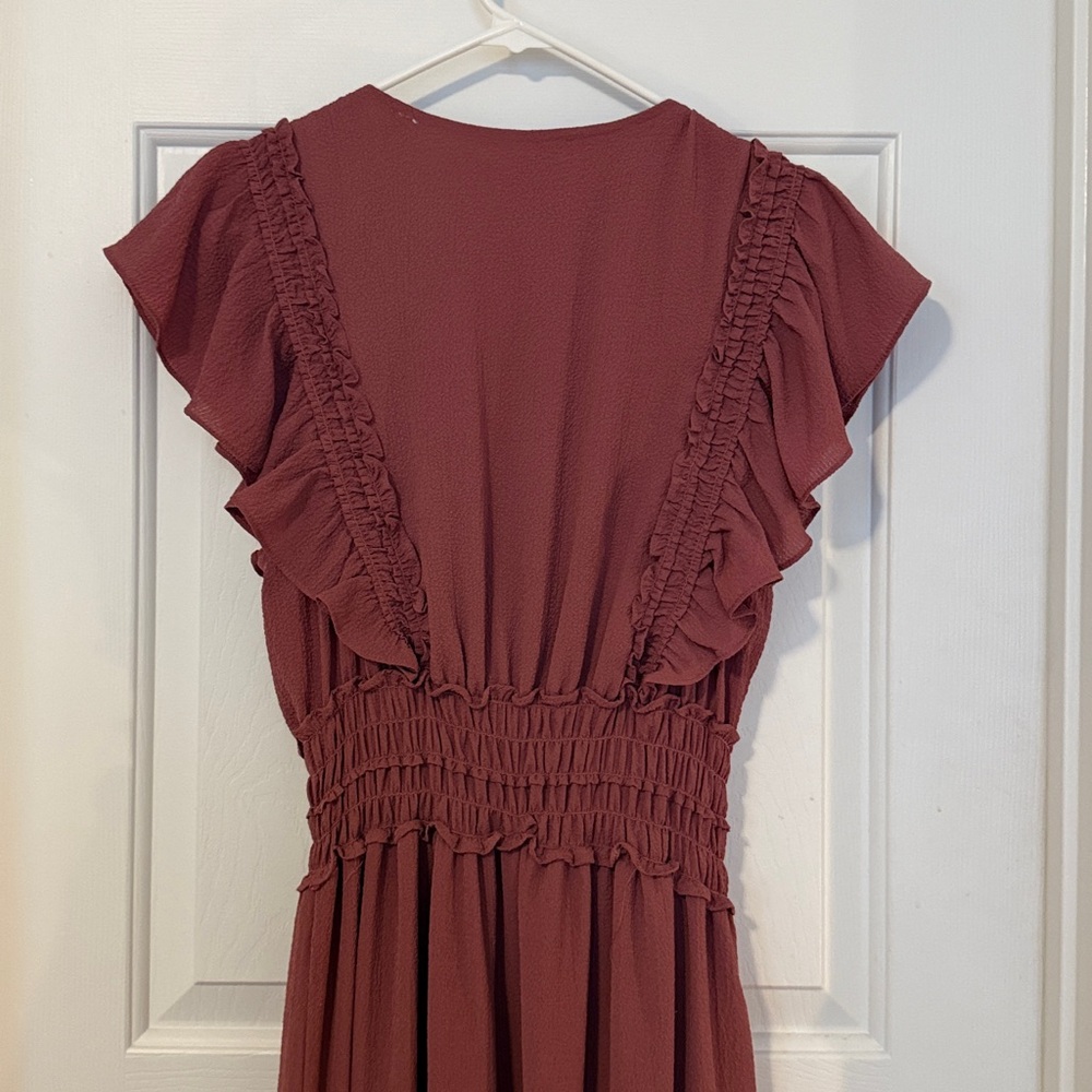 Max Studio Mauve/Rose Women’s Crepe Flutter Sleeve Maxi Dress Size XL - Picture 6 of 8